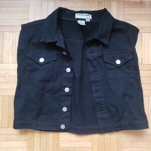 american apparel Cropped black denim vest size L